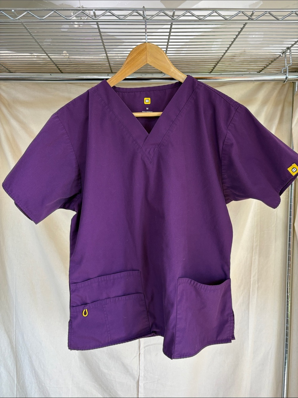 WonderWink Purple V-Neck Short Sleeve Scrub Top